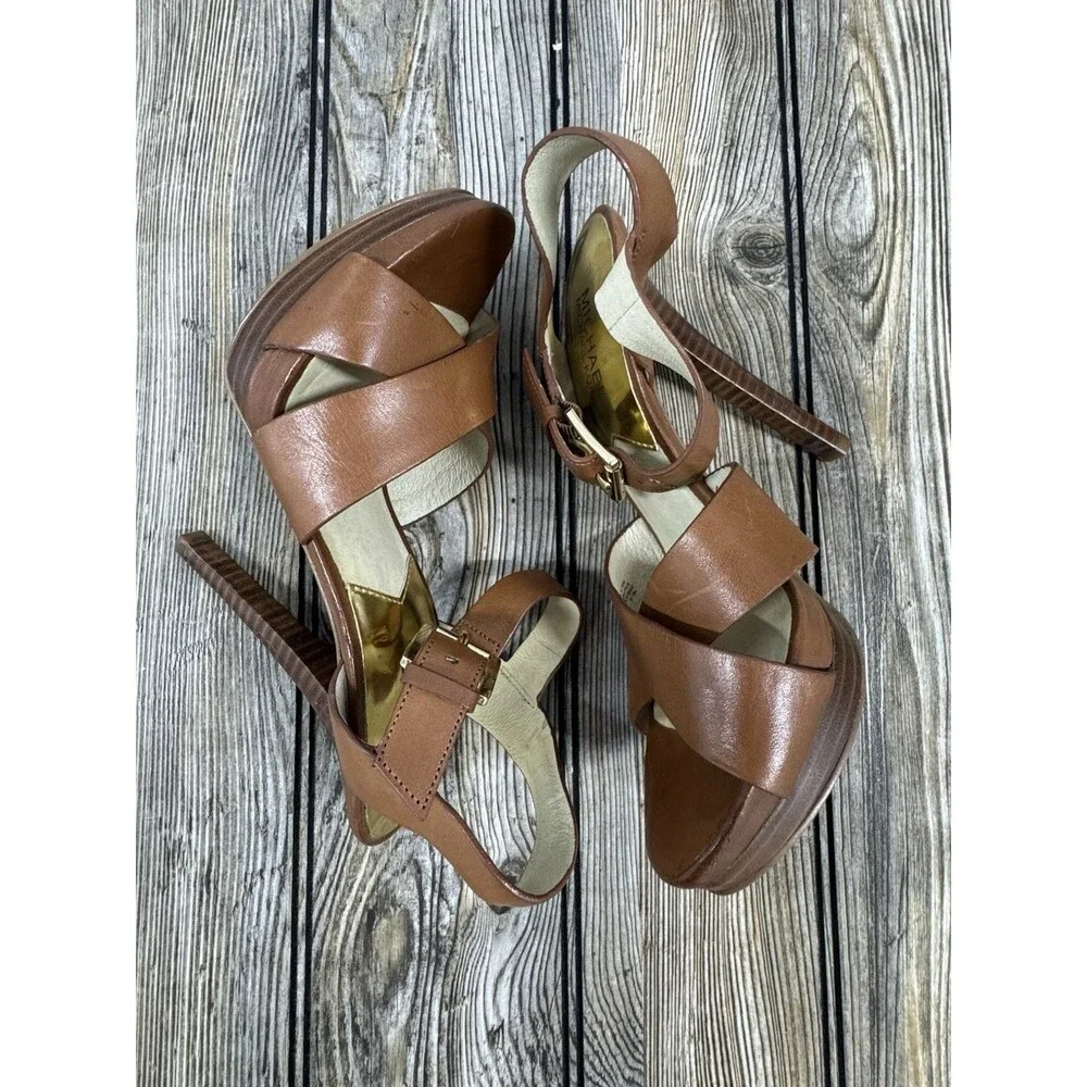 Michael Michael Kors Women's Oksana Sandal Luggage SZ 7 1/2